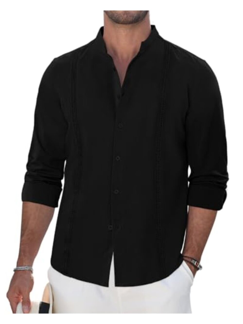 Mens Summer Button Down Shirt Guayabera Cuban Beach Casual Short Sleeve
